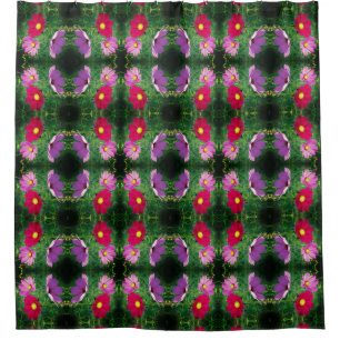 Cosmos Flower Trio Abstract Pattern Shower Curtain