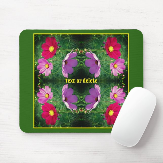 Cosmos Flower Trio Abstract Personalised Mouse Mat (With Mouse)