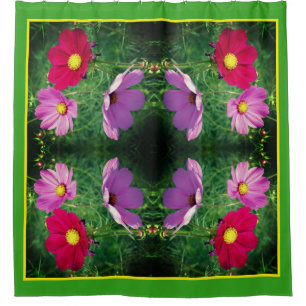 Cosmos Flower Trio Abstract Shower Curtain
