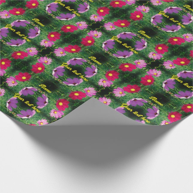 Cosmos Flower Trio Personalised Wrapping Paper (Corner)