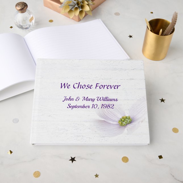 Cosmos Flower Vow Renewal Guest Book (Front Open)