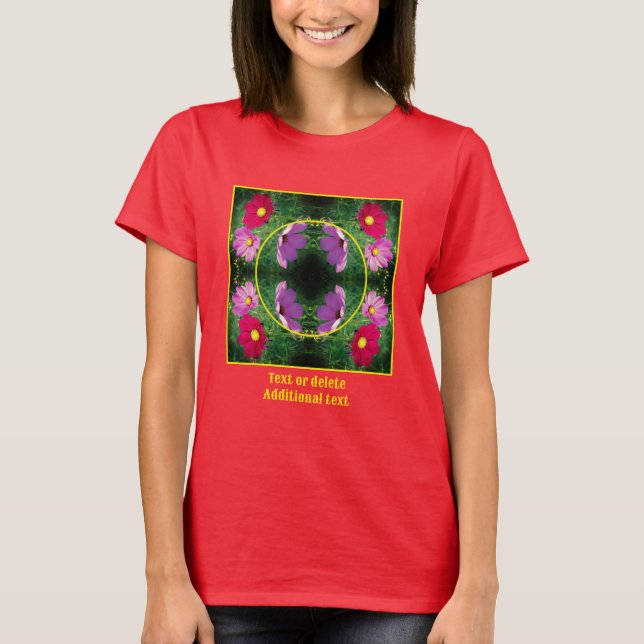 Cosmos Flowers Frame Create Your Own Photo T-Shirt (Front)
