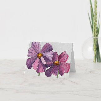 Cosmos Flowers Original Art Note Card