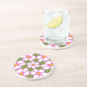 Cosmos Flowers Pattern Coaster