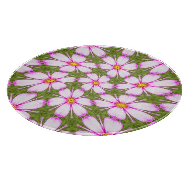 Cosmos Flowers Pattern Cutting Board (Corner)