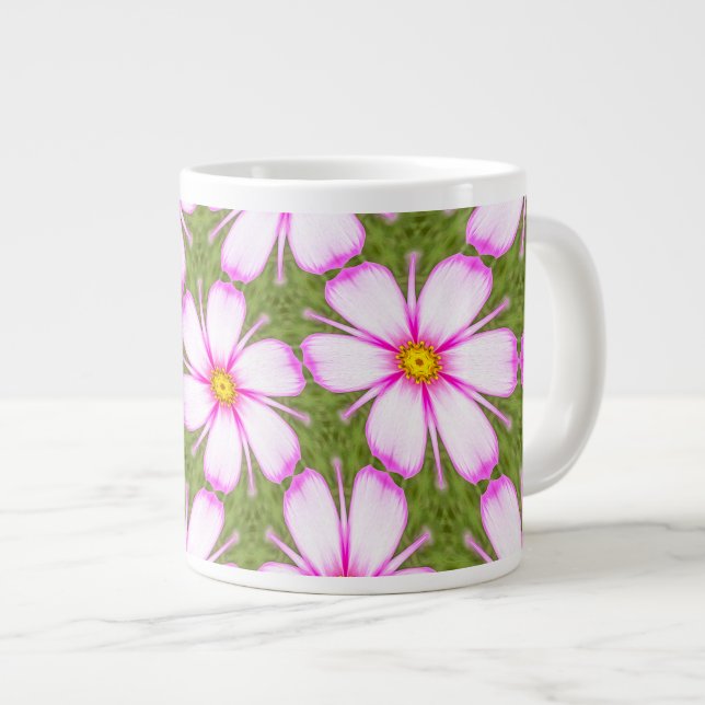 Cosmos Flowers Pattern Large Coffee Mug (Front Right)