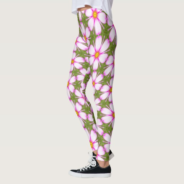 Cosmos Flowers Pattern Leggings (Left)