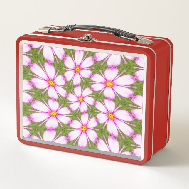 Cosmos Flowers Pattern Metal Lunch Box (Front)