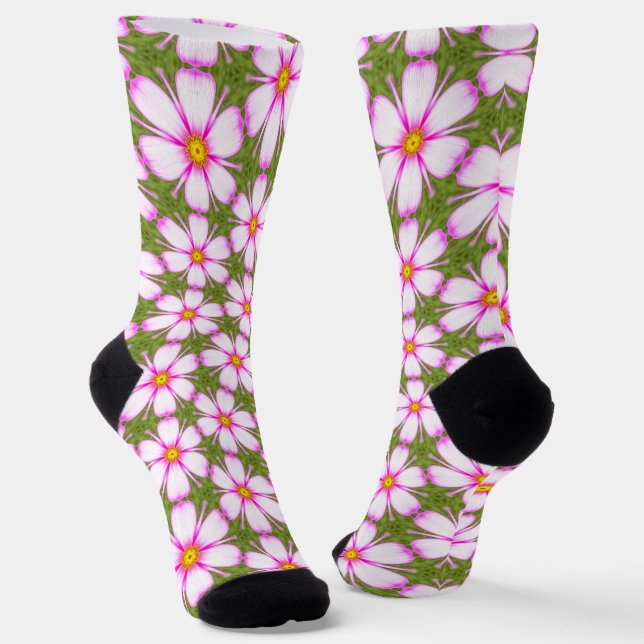 Cosmos Flowers Pattern Socks (Angled)