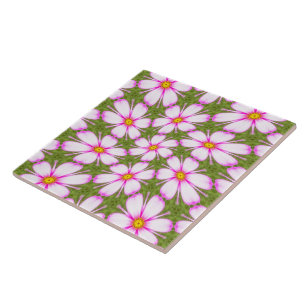 Cosmos Flowers Pattern Tile