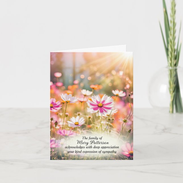 Cosmos Flowers Sympathy Thank You Card (Front)
