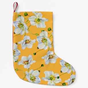 Cosmos flowers watercolor illustration pattern small christmas stocking