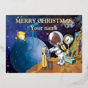 cosmos foil holiday postcard