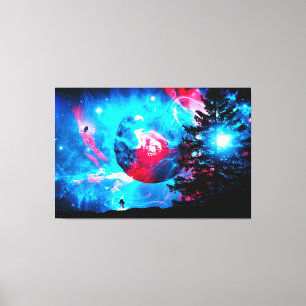 Cosmos Galaxy Astronaut Space Stars Universe Wall  Canvas Print