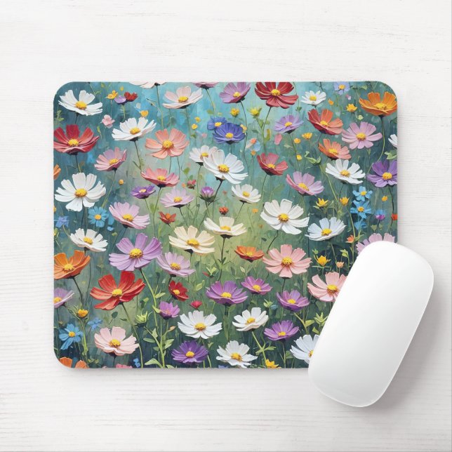 Cosmos Garden Abstract Mouse Mat (With Mouse)
