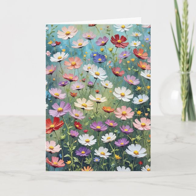 Cosmos Garden Birthday Card (Front)