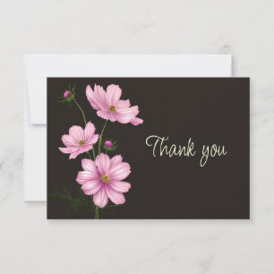 Cosmos Garden Flower Floral Bouquet Thank you Card