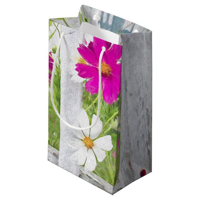 Cosmos Garden Impressionism Art Small Gift Bag (Front Angled)