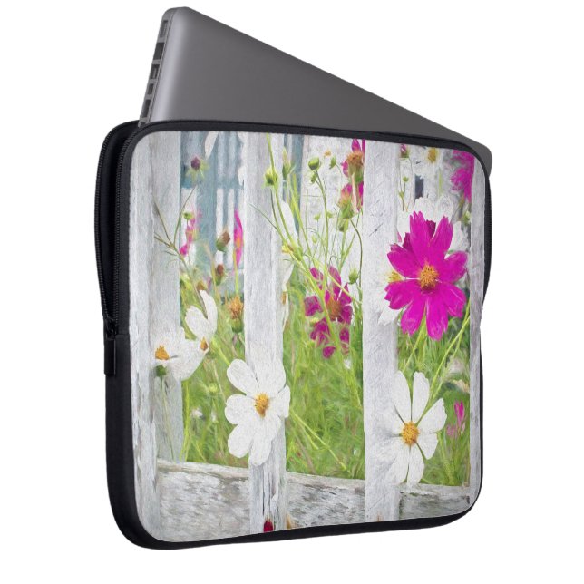 Cosmos Garden with Fence Laptop Sleeve (Front Right)