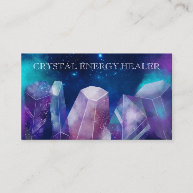 * Cosmos Gemstone Watercolor Gem Universe Crystal Business Card (Front)