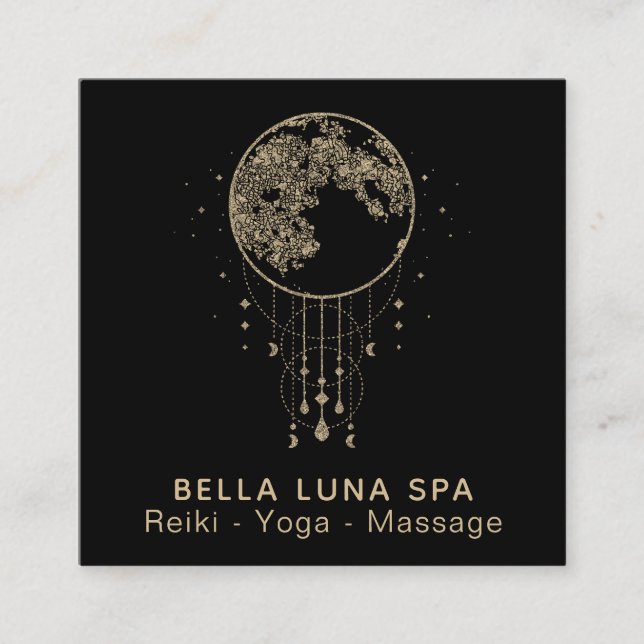 ~ Cosmos Gold Moon Shaman - Lunar Square Business Card (Front)