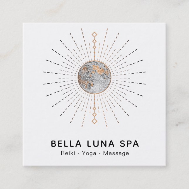 *~* Cosmos Lunar Energy Rays Moon Shaman Square Business Card (Front)
