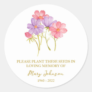 Cosmos Memorial Funeral Seed Packet Classic Round Sticker