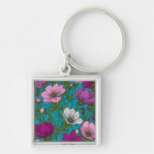 Cosmos mix on blue key ring