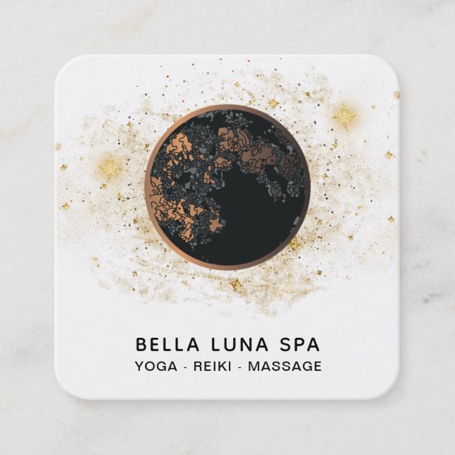 *~* Cosmos Moon Universe .  Glitter Stars Shaman Square Business Card (Front)