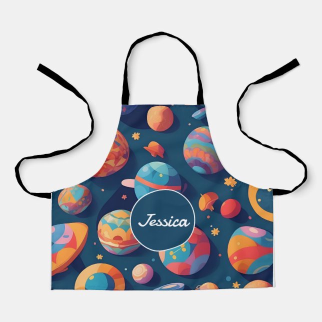 Cosmos Mosaic Colourful Personalised Pattern Apron (Front)