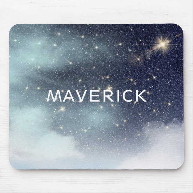 Cosmos Night Sky Stars Dark Blue Personalised Mouse Mat (Front)