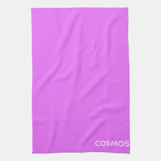 Cosmos purple color name tea towel (Vertical)
