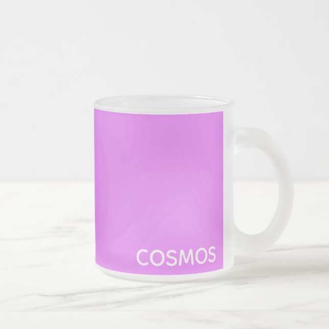Cosmos purple colour name frosted glass coffee mug (Right)