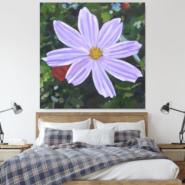 Cosmos Purple Large Floral Canvas Print (Insitu(Bedroom))