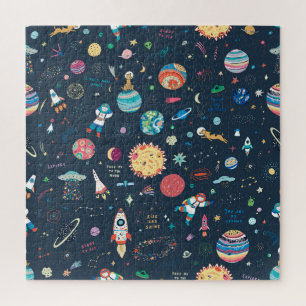 Cosmos Space: Hand Drawn Jigsaw Puzzle