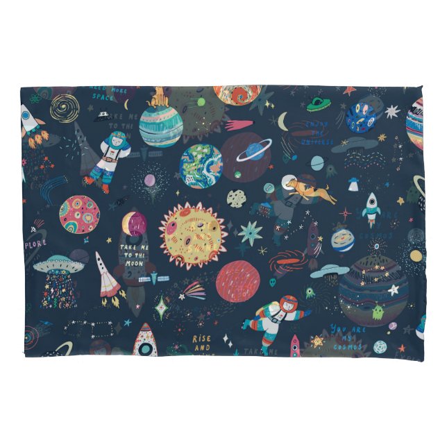 Cosmos Space: Hand Drawn Pillowcase (Front)
