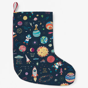 Cosmos Space: Hand Drawn Small Christmas Stocking