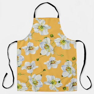 Cosmos, watercolor, seamless, floral pattern. apron