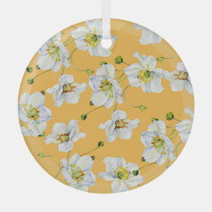 Cosmos, watercolor, seamless, floral pattern. glass tree decoration