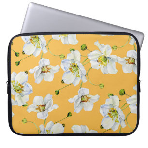 Cosmos, watercolor, seamless, floral pattern. laptop sleeve
