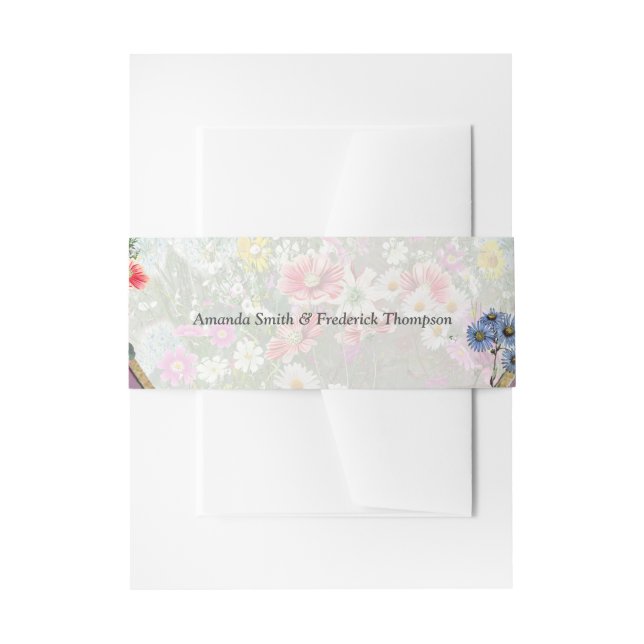Cosmos Wilderness Wild-Flowers Invitation Belly Band (Front Example)