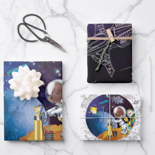 cosmos wrapping paper sheet