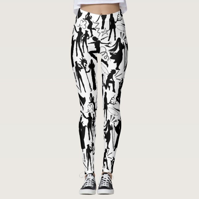 Cosplay Anime actions pattern.w No BG Leggings (Front)