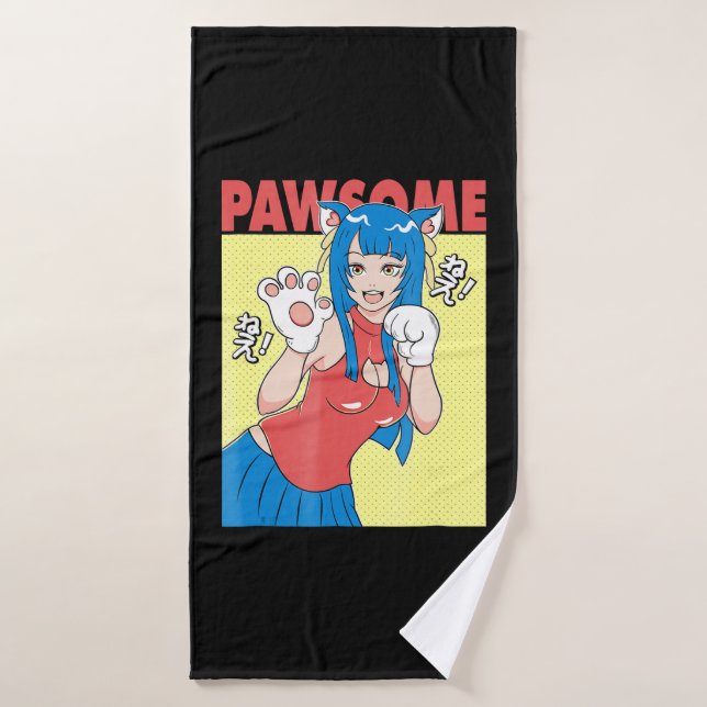 Cosplay | Anime Girl Cute Waifu Neko Cosplay Gift Bath Towel (Bath Towel)