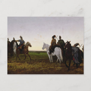 Cossacks on Horseback, 1874 (oil on canvas) Postcard