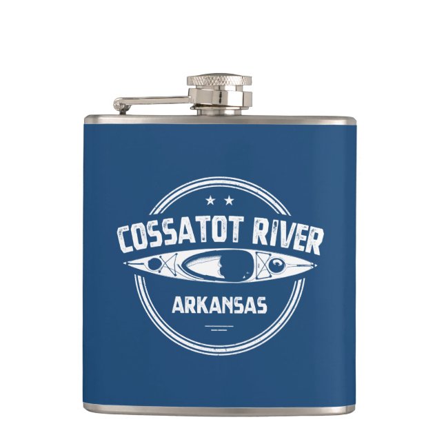 Cossatot River Arkansas Kayaking Hip Flask (Front)