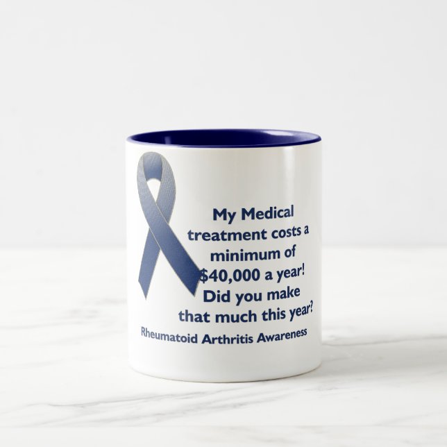 Cost of Medicine Rheumatoid Arthritis Awareness Two-Tone Coffee Mug (Center)