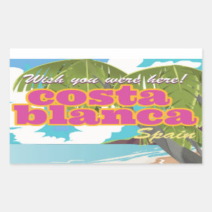 Costa Blanca vintage travel poster Rectangular Sticker
