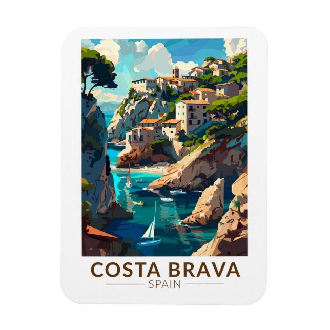 Costa Brava Spain Catalonia Travel Art Vintage Magnet (Vertical)