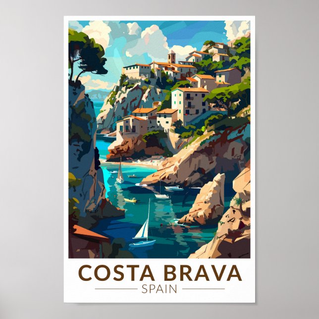 Costa Brava Spain Catalonia Travel Art Vintage Poster (Front)